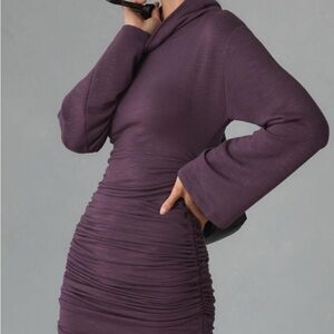Daily Practice Anthropologie Long Sleeve Ruched Mini Dress Plum Purple Size S